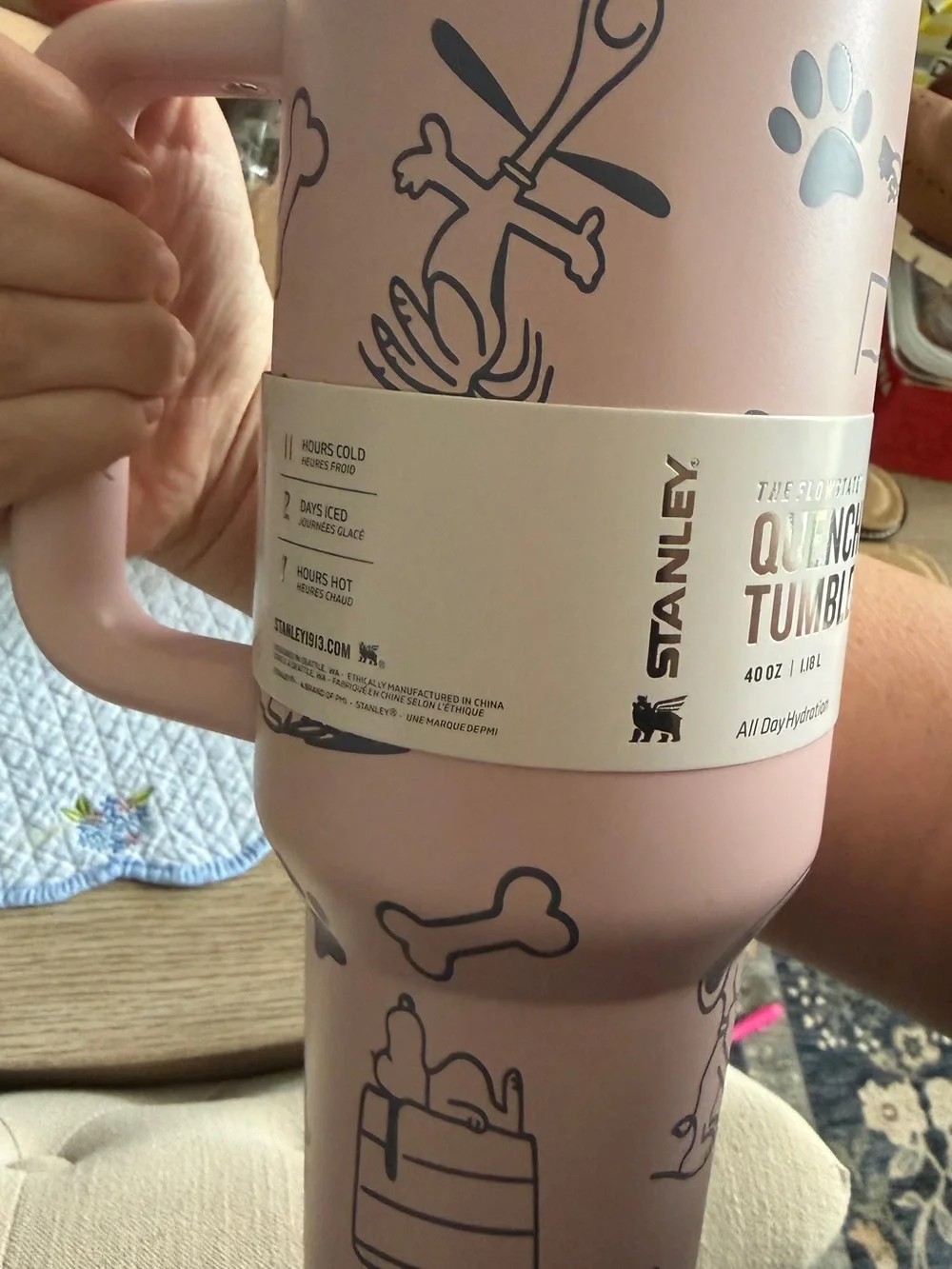 Stanley Pink 40oz with Snoopy Engravings - Picture 4 of 9